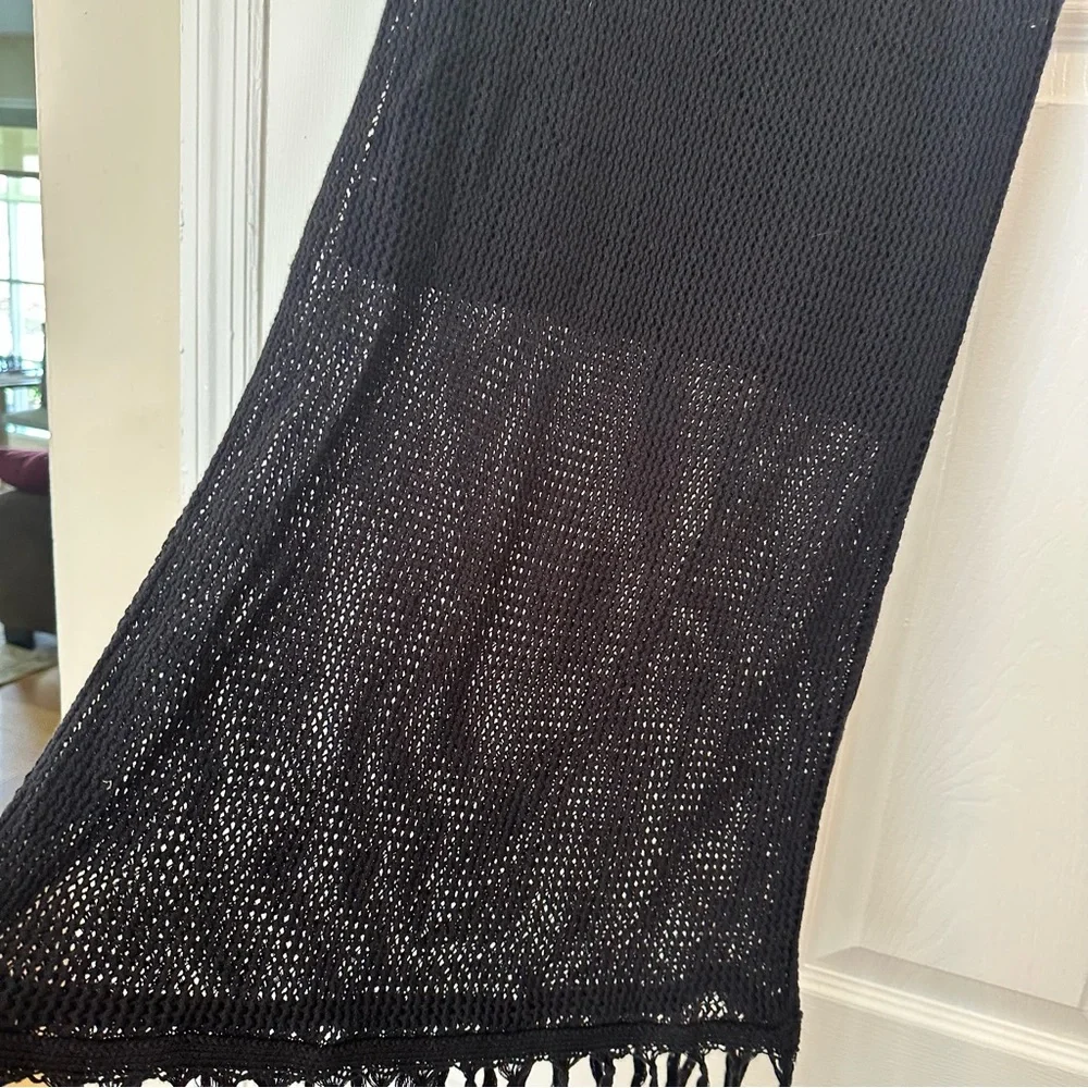 Vetta Crochet Knit Fringe Black Maxi Skirt Size Small Getaway Collection | N518